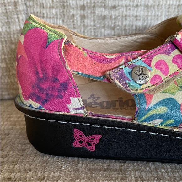 Alegria Leather Artsy Rainbow Multicolor Floral Heart Ergonomic Sandals, EU 38 - Picture 4 of 14